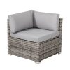 8PC Outdoor Dining Set Wicker Table & Chairs-Grey