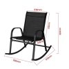 Rocking Chair High Back Rocker Chairs Steel Metal Textilene Fabric-Black