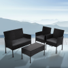 4 Seater Wicker Outdoor Lounge Set – Black