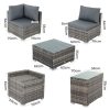 Modular Outdoor Wicker Lounge Set – Black, 1 x Square Coffee Table + 2 x Corner Sofa + 2 x One Seater + 1 x Side Table + 1 x Corner Storage