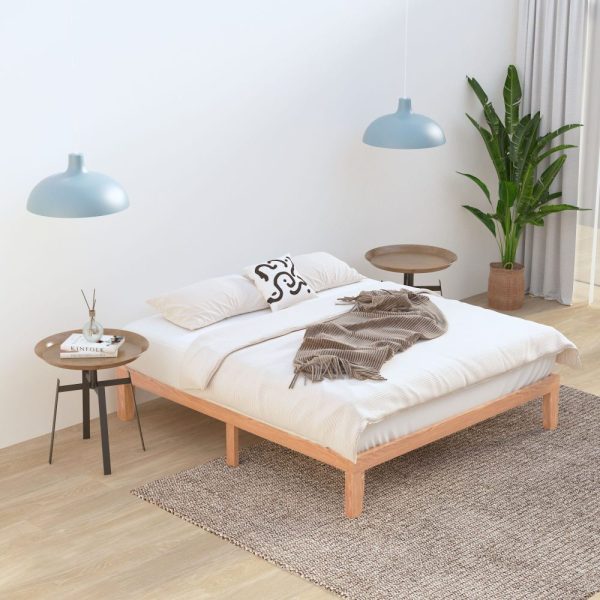 Warm Wooden Natural Bed Base Frame – DOUBLE