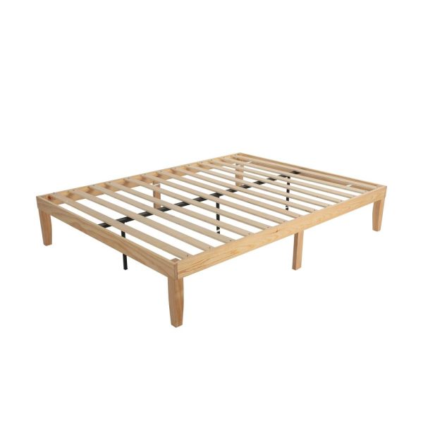 Warm Wooden Natural Bed Base Frame – DOUBLE