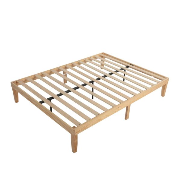 Warm Wooden Natural Bed Base Frame – DOUBLE