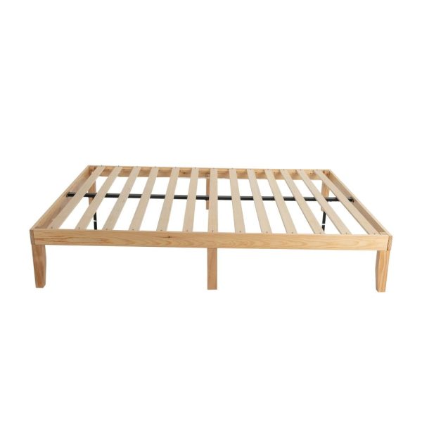 Warm Wooden Natural Bed Base Frame – DOUBLE