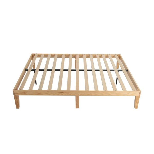 Warm Wooden Natural Bed Base Frame – DOUBLE