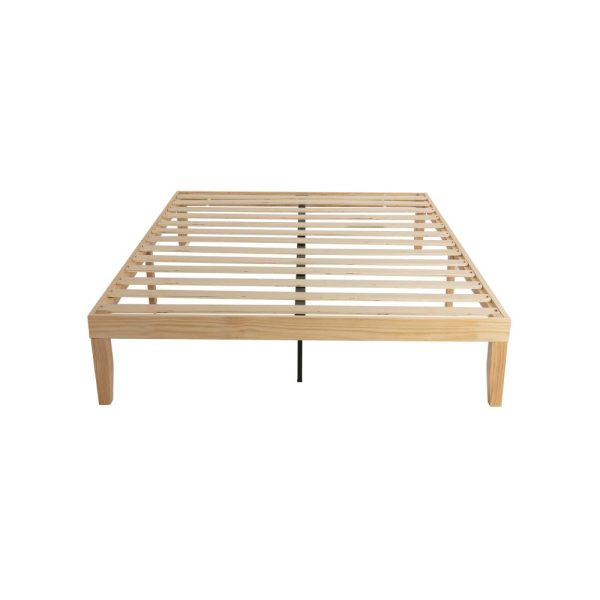 Warm Wooden Natural Bed Base Frame – DOUBLE