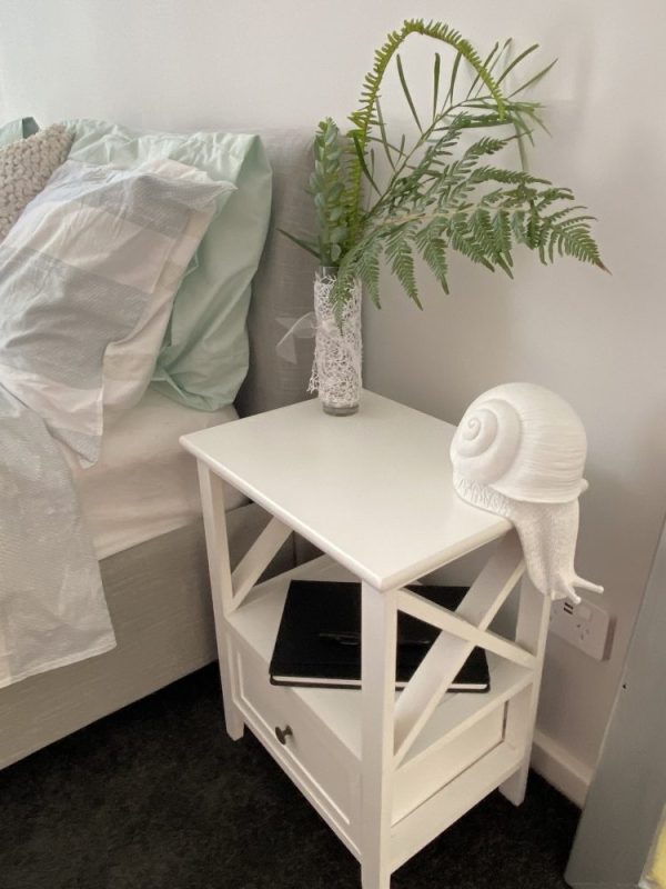 2-tier Bedside Table with Storage Drawer 2 PC – Rustic White