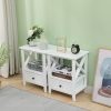 2-tier Bedside Table with Storage Drawer 2 PC – Rustic White