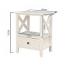 2-tier Bedside Table with Storage Drawer 2 PC – Rustic White