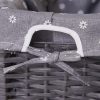 Grey Bedside Table with Wicker Basket