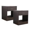 Carmel Dandi Bedside Table Nightstand with Drawer Set of 2 Brown