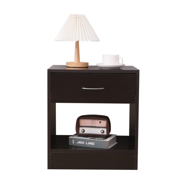 Carmel Dandi Bedside Table Nightstand with Drawer Set of 2 Brown