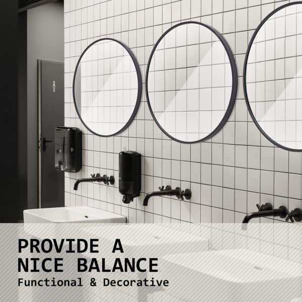 2 Set Wall Mirror Round Aluminum Frame Bathroom 60cm BLACK