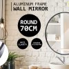 2 Set Wall Mirror Round Aluminum Frame Bathroom 70cm BLACK