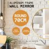 2 Set Wall Mirror Round Aluminum Frame Bathroom 70cm GOLD