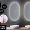 2 Set LED Wall Mirror Oval Anti-Fog Bathroom 50x75cm