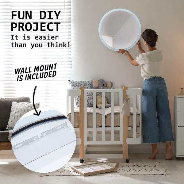 La Bella LED Wall Mirror Round Touch Anti-Fog Makeup Decor Bathroom Vanity – 50 cm