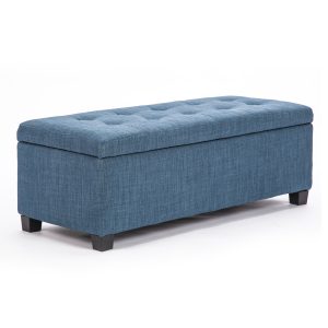 La Bella 102cm Storage Ottoman Stool Fabric – Dark Blue