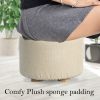 La Bella Fabric Ottoman Round Wooden Leg Foot Stool