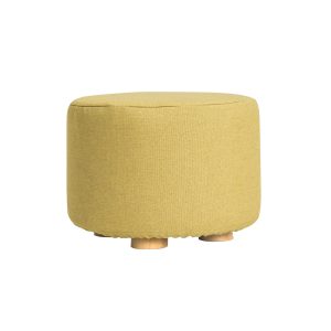 La Bella Fabric Ottoman Round Wooden Leg Foot Stool