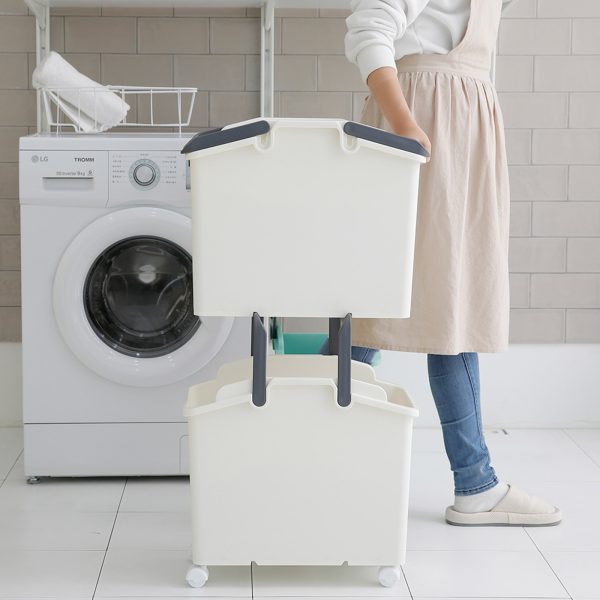 2 Set Stackable Multipurpose Laundry Basket Ivory