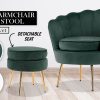 La Bella Shell Scallop Armchair Accent Chair Velvet + Round Ottoman Footstool – Green