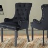 French Provincial Dining Chair Ring Studded Lisse Velvet Rubberwood