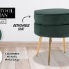 La Bella Round Ottoman Foot Stool Velvet Fabric Metal Leg – Green