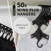 50X Plus Hanger Multiple Clothes Rack Organizer Foldable 10 Holes BLACK