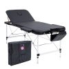 Forever Beauty Portable Beauty Massage Table Bed Therapy Waxing 3 Fold Aluminium – 186×75 cm, Black