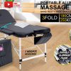 Forever Beauty Portable Beauty Massage Table Bed Therapy Waxing 3 Fold Aluminium – 186×75 cm, Black