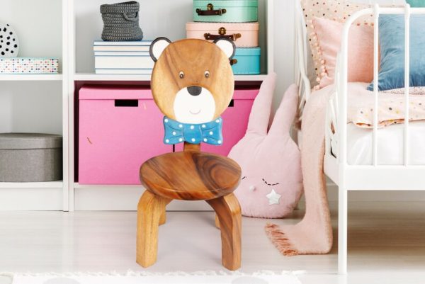 Children’s furniture Set Bear Table and 2 Chairs -natural wood handmade and solid build