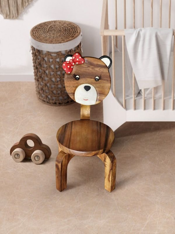 Children’s furniture Set Bear Table and 2 Chairs -natural wood handmade and solid build