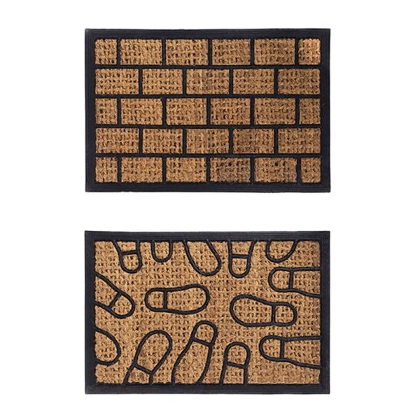 2 x Front Door Entryway Doormat Cursive Natural Coconut Coir Floor Mat Outdoor