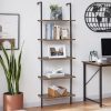 Industrial Ladder Shelf Wood Wall-Mounted Bookcase Storage Rack Shelves Display. – Black