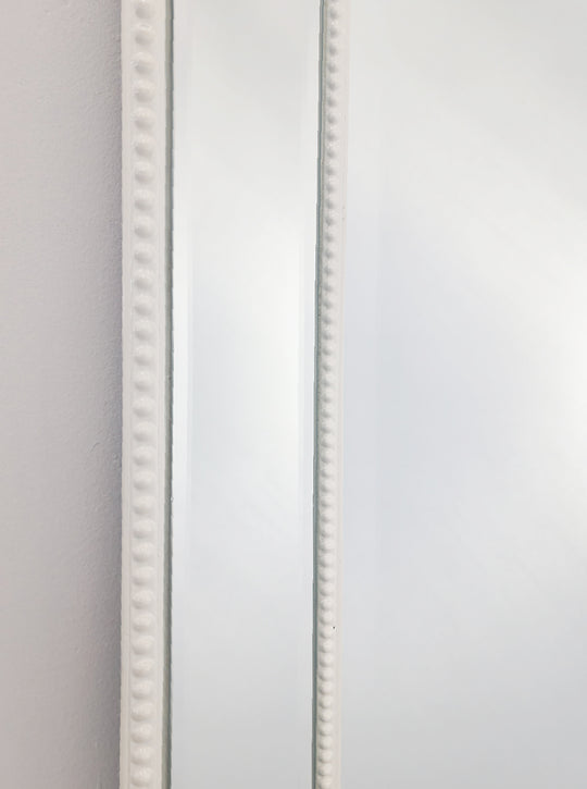 White Beaded Framed Mirror – 190×100 cm, White