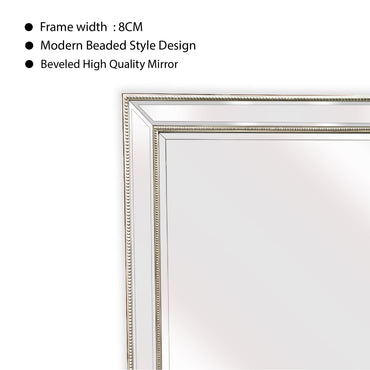 Beaded Framed Mirror – 190×100 cm, Silver