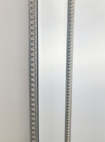 Beaded Framed Mirror – Free Standing 50cm x 170cm – Silver