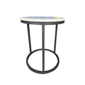 Brookings Side Table – 45cm – White on Black