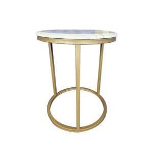 Brookings Side Table – 45cm – White on Champagne