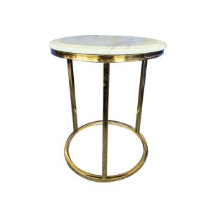 Brookings Side Table – 45cm – White on Gold