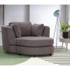 Sunshine Single Sofa Love Chair Fabric Swivel Armchair Ottoman Set – Grey