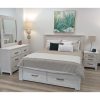 Americus Bed Frame Size Timber Mattress Base With Storage Drawers – White – DOUBLE