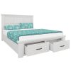 Americus Bed Frame Size Timber Mattress Base With Storage Drawers – White – DOUBLE