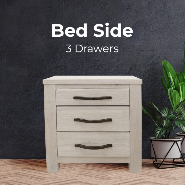 Hillsborough Bedside Tables 3 Drawers Storage Cabinet Shelf Side End Table – White