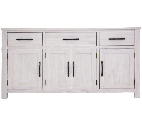 Buffet Table 158cm 4 Door 3 Drawer Solid Mt Ash Timber Wood – White