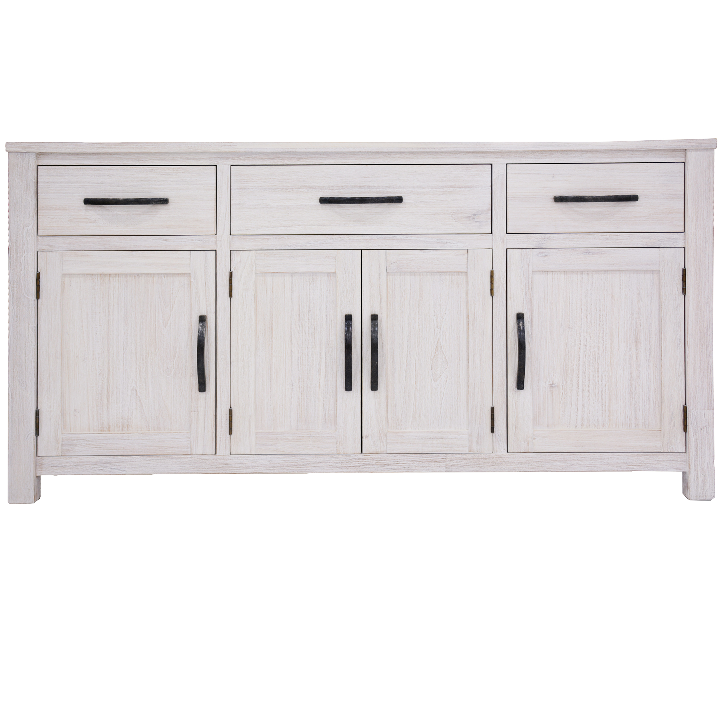 Buffet Table 158cm 4 Door 3 Drawer Solid Mt Ash Timber Wood – White