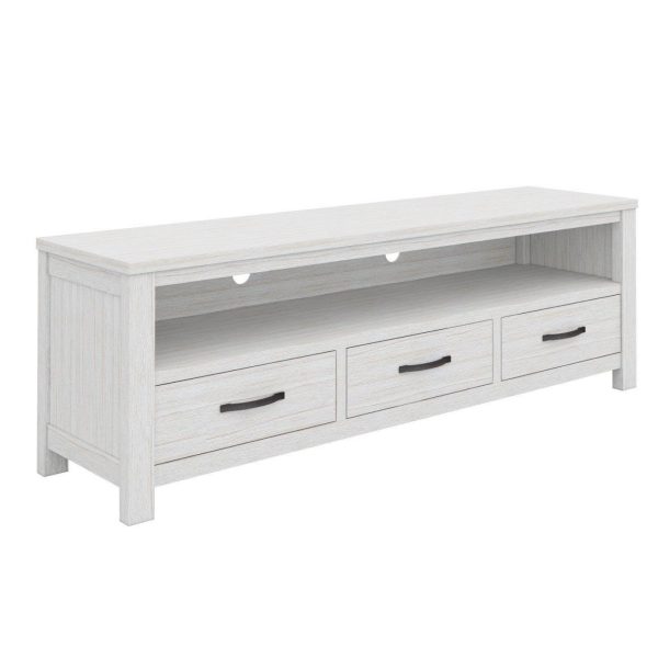 Hattiesburg ETU Entertainment TV Unit 166cm 3 Drawer Solid Mt Ash Wood – White