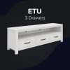 Hattiesburg ETU Entertainment TV Unit 166cm 3 Drawer Solid Mt Ash Wood – White