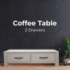 Coffee Table 127cm 2 Drawer Solid Mt Ash Timber Wood – White